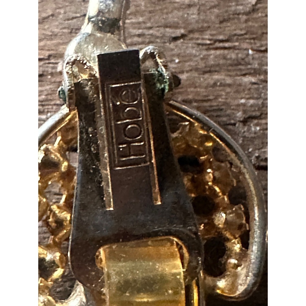 Vintage Hobe Gold Tone‎ Bees Clip-On Earrings With Rhinestones - Picture 6 of 9